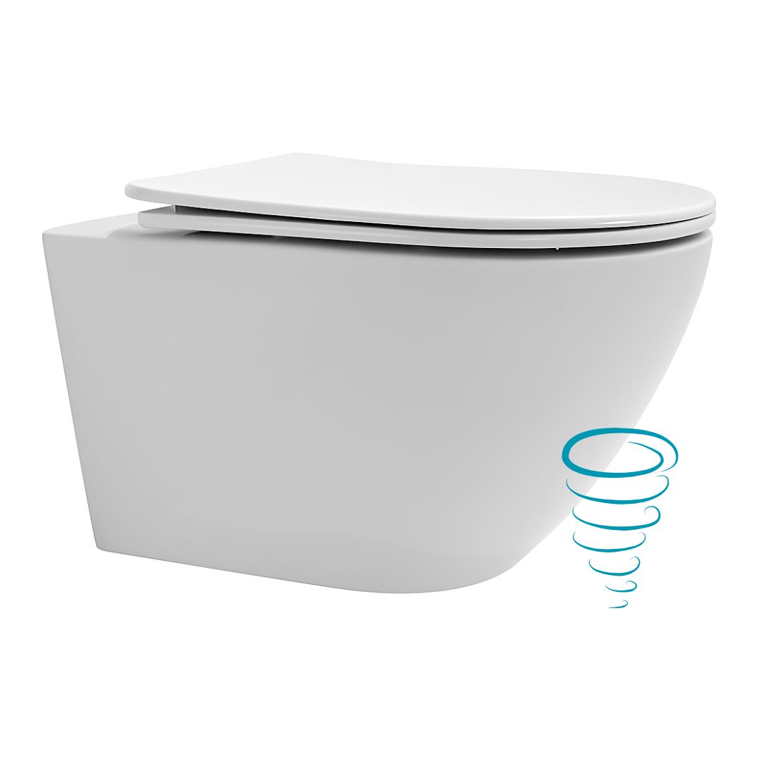 Best-Design Dance Wandcloset 54CM Tornado-Flush met Toiletbril Glanzend Wit