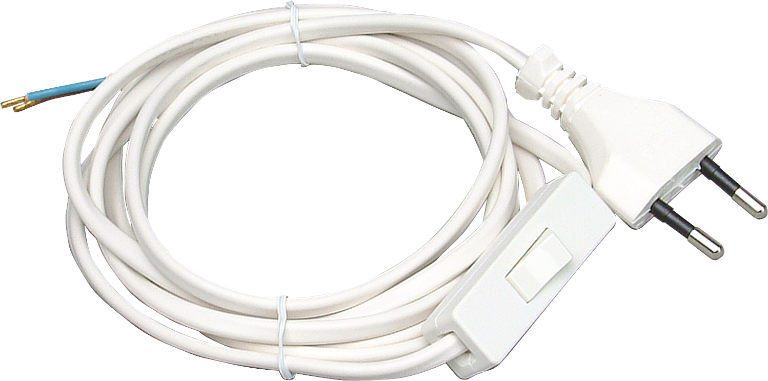 Kopp Aansluitsnoer Euro + Schakelaar 2X0,75Mm² 2 Meter Wit
