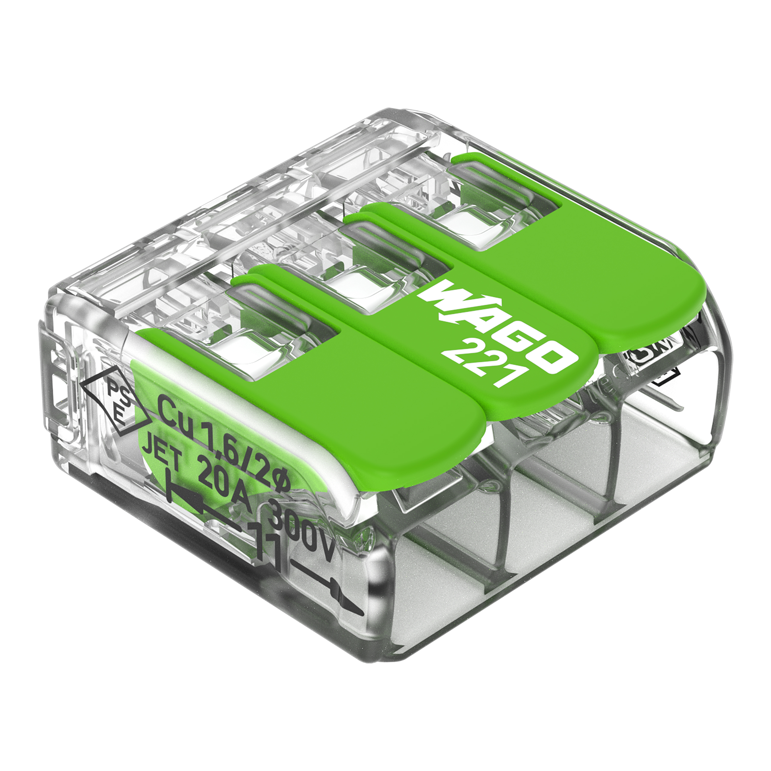 Wago 3V Verbindingsklem T/M 4Mm² - Green Range (per stuk!)