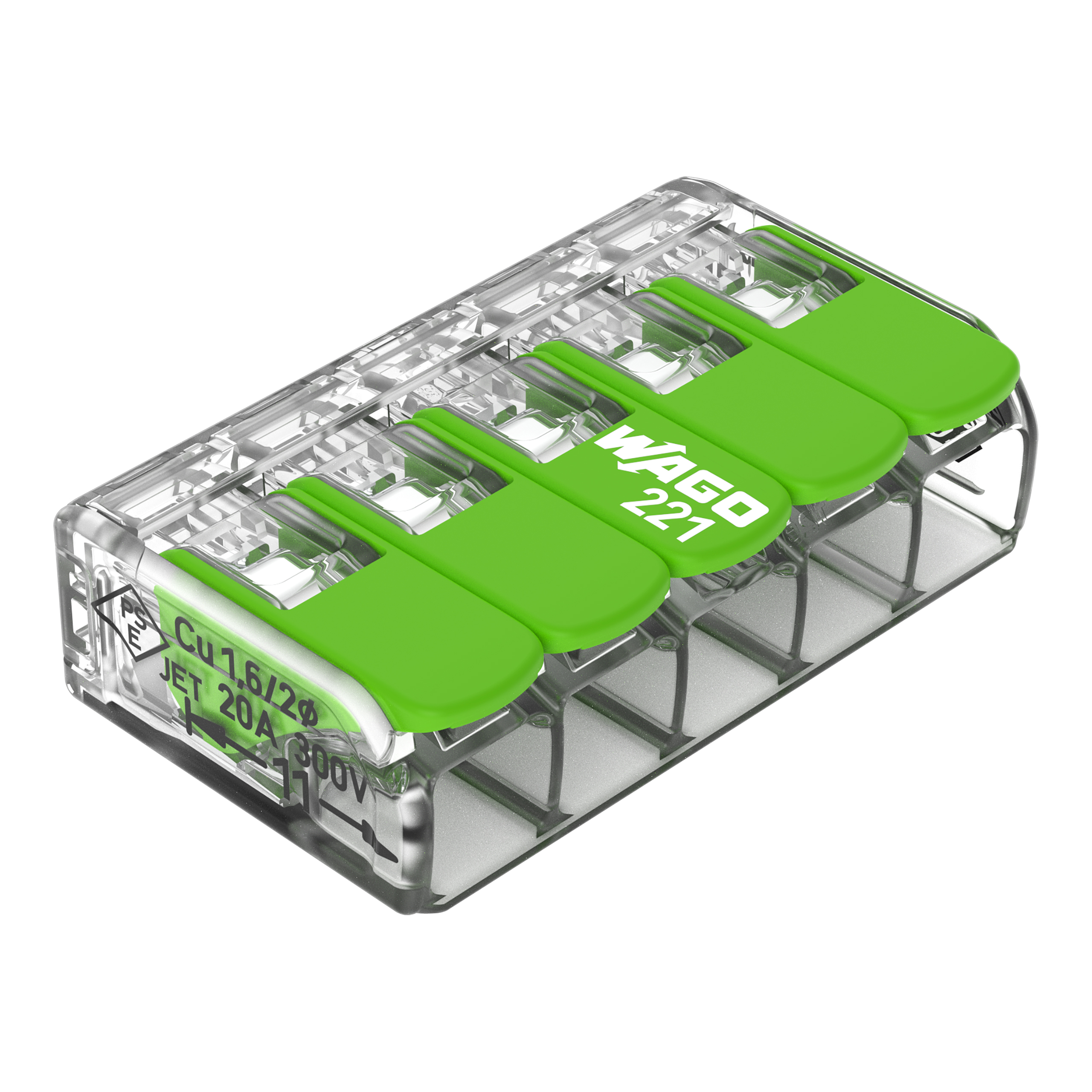Wago 5V Verbindingsklem T/M 4Mm² - Green Range (per stuk!)