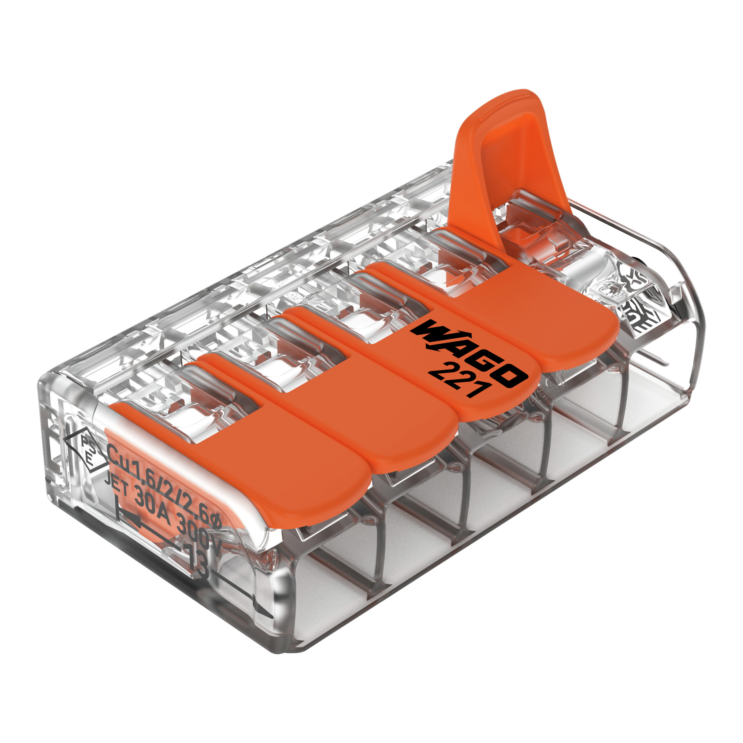 Wago Lasklem Soepel en Massief 221-615 5-voudig 0.5-6mm2 (per stuk!) - Afbeelding 2
