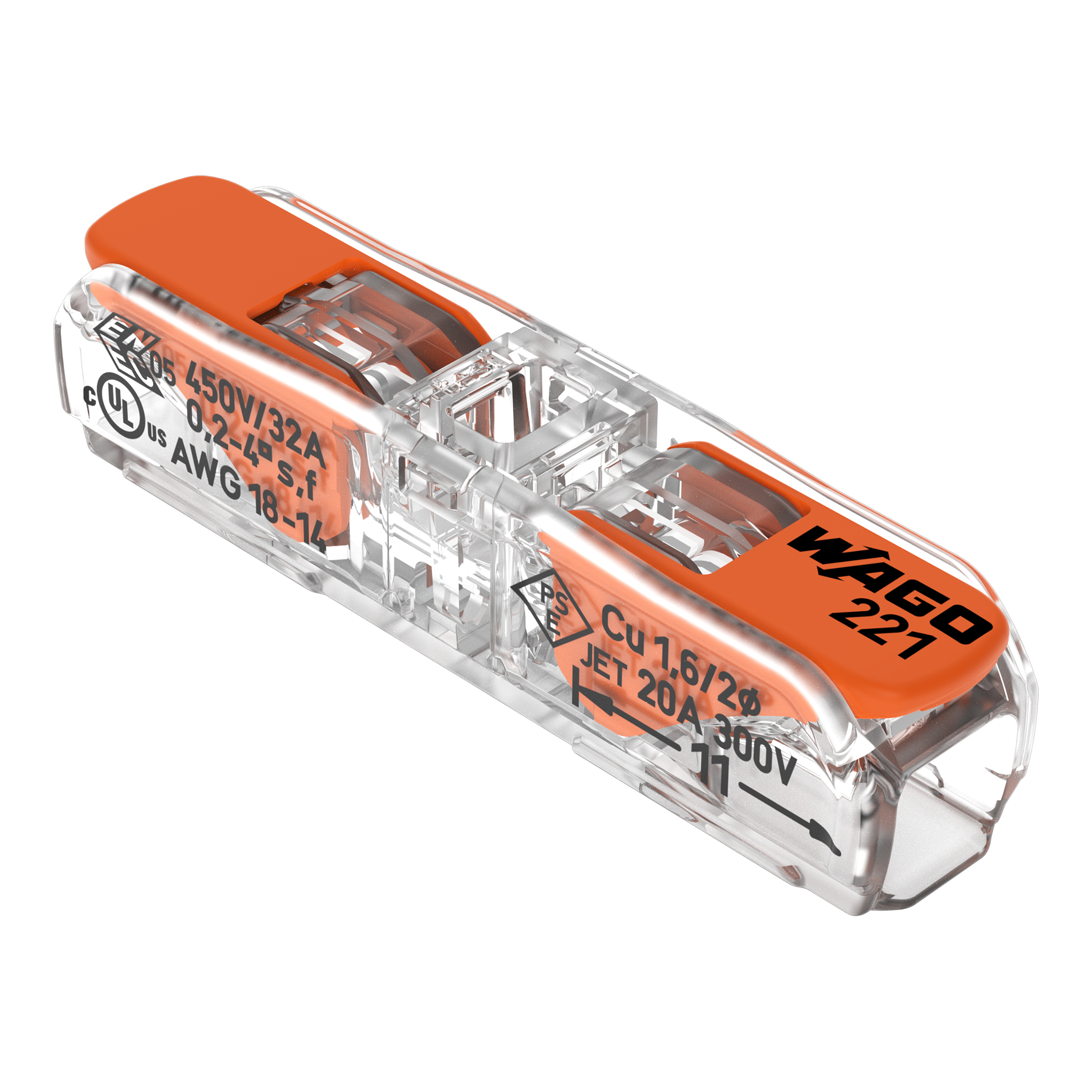 Wago 1V Doorvoer Verbindingsklem +Hendel 0,2 Tot 4Mm² (per stuk!)