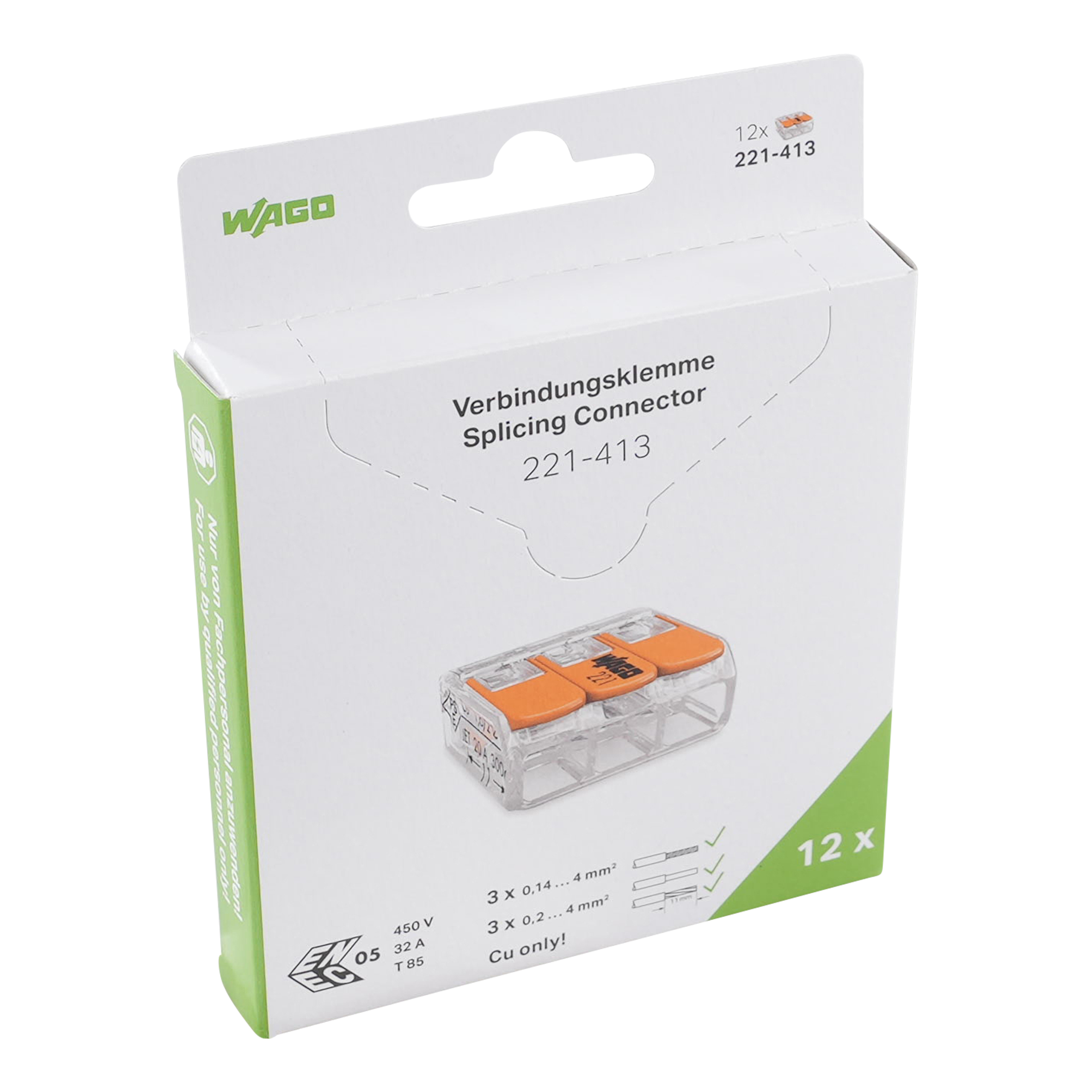 Wago 3V Verbindingsklem T/M 4Mm² 12 Stuks In Blister
